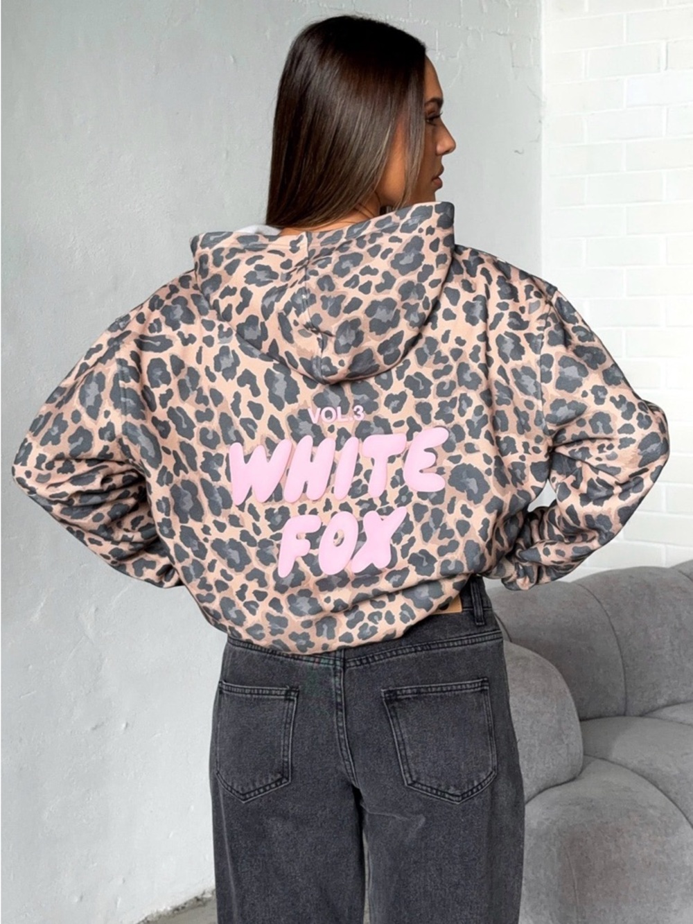 White Fox Offstage Printed Oversized Hoodie